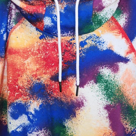 Reebok Multicolored Short Sleeve Pull Over Hoodie Sweatshirt Men Size L Cotton - Picture 6 of 10